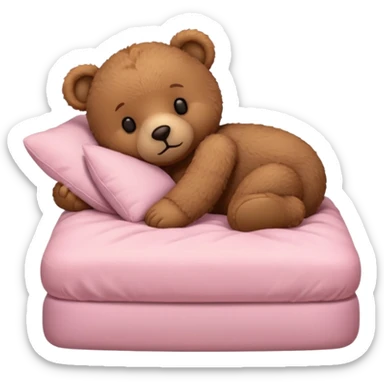 Brown Teddy bear sleeping in light pink bed sticker