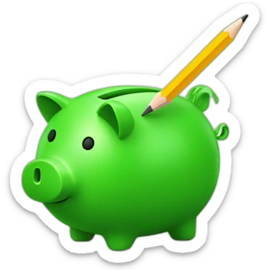 green piggybank with pencil sticker