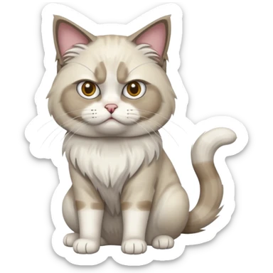 Angry Ragdoll cat sitting full body sticker