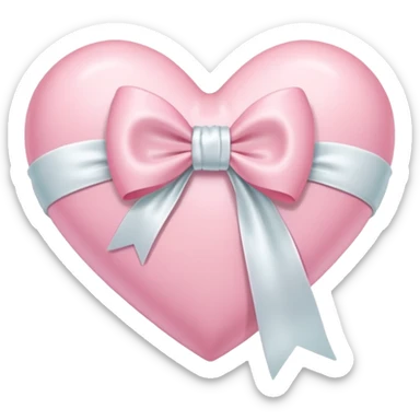 Pastel pink heart with white bow sticker