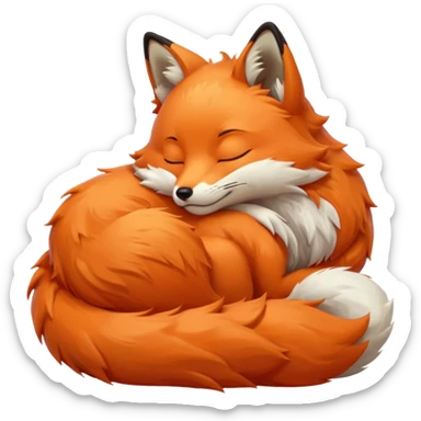 sleeping kitsune icon sticker