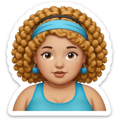 curly fat girl with headband, sportsy sticker