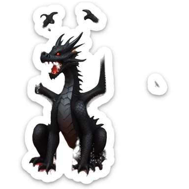 Black dragon breathing red flames, covered in thorned roses, surrounded by lanterns candles and fairy lights sticker