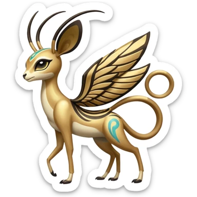 Ancient Shiny Glossy Legendary Egyptian Exotic Colorful Tropical Meloetta-Venom-Heliolisk-Helioptile-fusion, full body, tribal markings  sticker