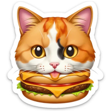Cat eating cheeseburger  sticker