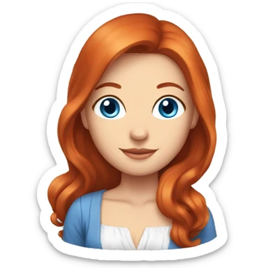 Blue eyed, auburn haired Woman in one piece with a tail sticker