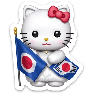 hello kitty with heartholding the South Korean flag” sticker