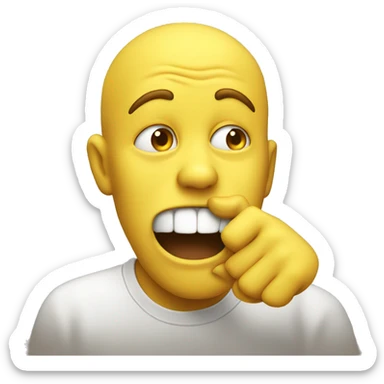 a yellow face biting their finger with a smirk sticker