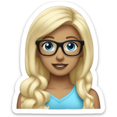 girl blondie blue eyes black glasses big luge sticker