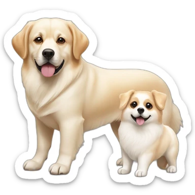 big white labrador and pekingese corgi sticker