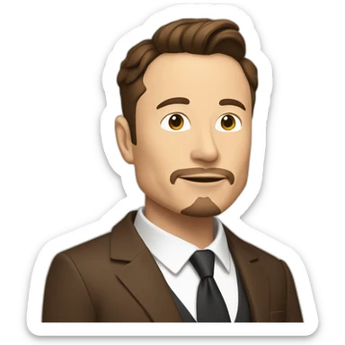 elon musk with anchor beard in a brown suit sticker