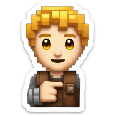 una mano con el pulgar hacia arriba estilo pixel art sticker
