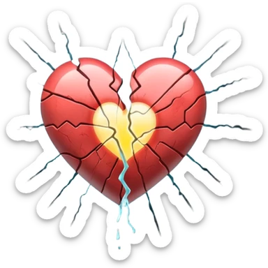 Bandaged heart leaking light through cracks sticker