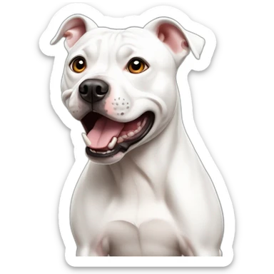 White Staffordshire Bull Terrier being in terrible shock because he learned a shocking truth sticker