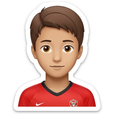 - Nam
- 15 tuổi
- Da vàng
- Tóc nâu, ngắn
- Mặt dài, Cười mỉm
- Áo bóng đá màu đỏ
 sticker