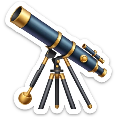 An icon featuring a telescope, stars, and a planet, symbolizing astronomy. The design includes a crescent moon, distant galaxies, and constellations, representing the study of space and celestial bodies. Transparent background highlights the exploration of the universe and cosmic phenomena. sticker