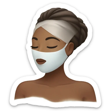 Brown tone Lady with face mask spa beauty full face relaxing sticker