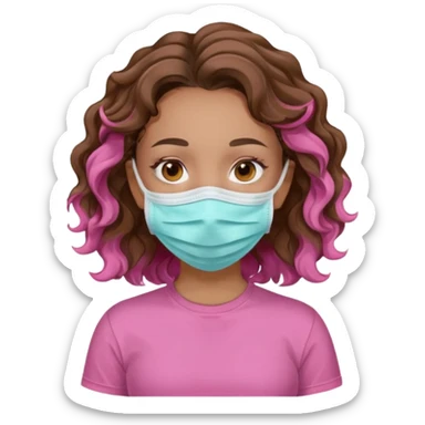 lightskin girl having a spa day with face mask and pink shirt and brown wavy hair  sticker