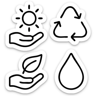 Hand Icons. Ecology and environment icon set. Green energy, recycling, and sustainability symbols. Vector collection for eco-friendly concepts like solar power, clean water, and nature care sticker