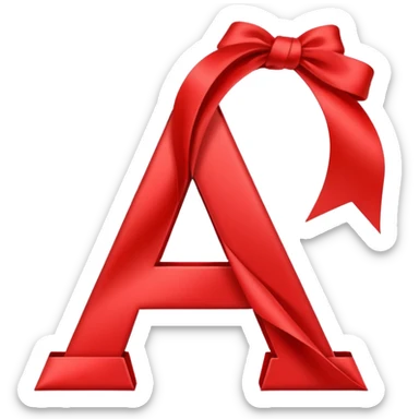 The letter a wrapped in decorative ribbon sticker