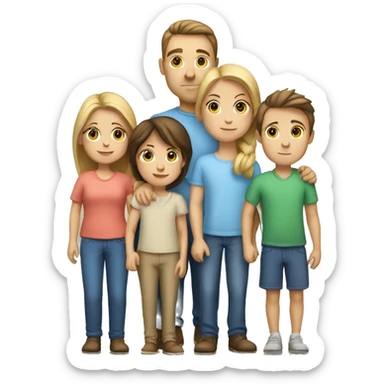 a caucasian family with 2 parents, 2 boys sticker