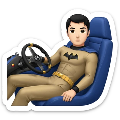full size real-appearance road racing sexy muscular Batman’s masculine midnight-colored tight outfit 1970’s tv style dark knight stealthy accurate sporty safe plush deluxe off-road pursuit drifting car lexus (black hair,reclining and relaxed torso and shoulders back against seat) rallycross kart  sticker