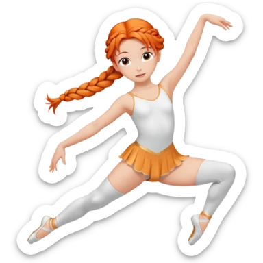 A young dancer with braided orange hair, practicing a gentle arabesque. sticker