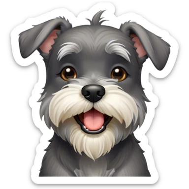 Cinematic Cute Yawning Miniature Schnauzer Portrait Emoji, Head cocked with a wide, adorable yawn and droopy, charming eyes, featuring a neatly trimmed, lovable salt-and-pepper fur, simplified yet irresistibly cute, highly detailed, glowing with a warm, relaxed radiance, high shine, exuding a sleepy yet spirited charm, styled with a soft, cozy glowing outline, capturing the essence of a Miniature Schnauzer mid-yawn, radiating pure, drowsy cuteness! sticker