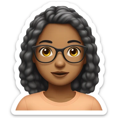 caramel skin girl with glasses and 2b hair type with a girl with peach skin and staright hair that reaches to her chest area sticker