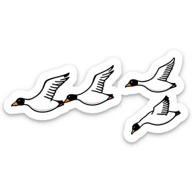 small Canadian geese flying in a classic V formation, lead goose at the right, easily identifiable as Canadian geese, for encouragement sticker