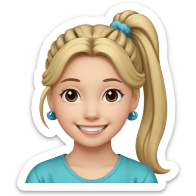 Teen girl with scrunchie ponytail sticker