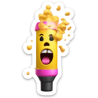 a yellow emoji ripping a pink vape sticker