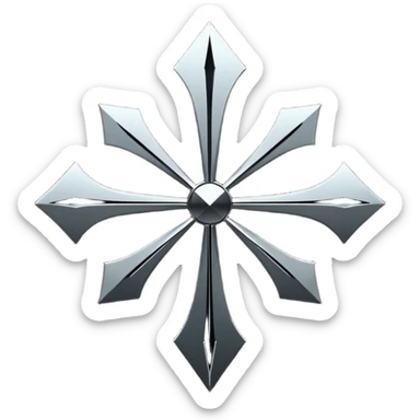 Emoji, dark futuristic cross, symmetrical geometric shape, black metal, gothic cyber aesthetic, minimal flat design, sharp edges, centered, transparent background do not use any other colors but metal and black sticker