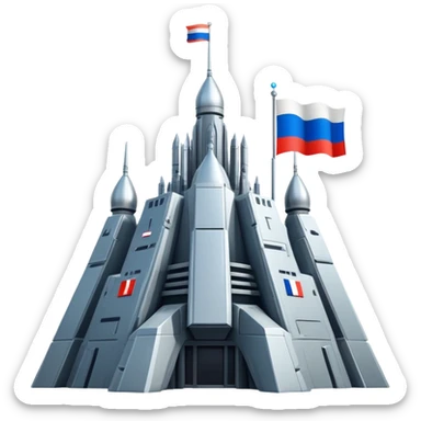 Enormous Russian space fortress with flag-inspired design elements sticker