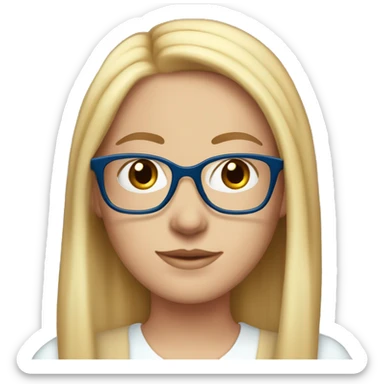 White-girl-with-long-straight-hair-red-head-eyes-blue-wearing-wire-rim-glasses-blouse-formal-white sticker