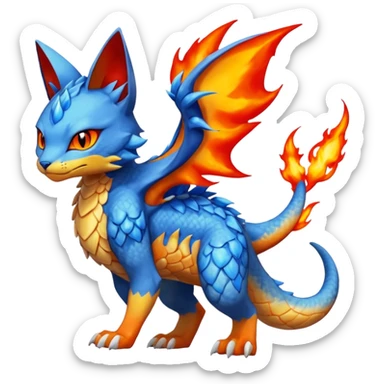 Gabite-Veemon-Digimon-Peppercat-Pokémon-Flamedramon-fusion-animal-hybrid-creature, Full body  sticker