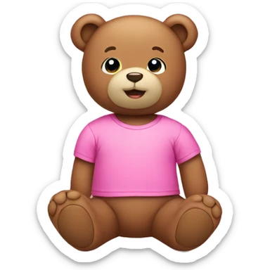 Teddy wearing a pink T-shirt sticker