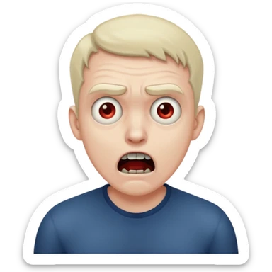 A realistic portrait of a man in horror, waist-length sticker