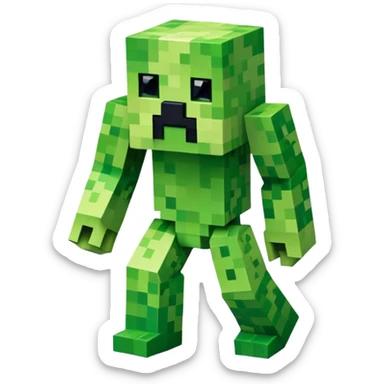 Minecraft Creeper full body, green pixelated monster sticker