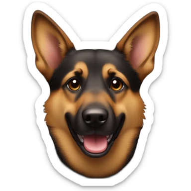 Black and brown alsatian with a crazy face and the tongue outside sticker