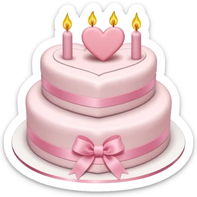 heart shaped birthday cake, pastel pink and white layers, cute and simple, ribbon decoration, no candle sticker