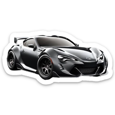  Venom’s aerodynamic opulent dark  futuristic concept loosely based on 2013 Toyota 86 (flat long straight faceted mechanical body) lightweight stealthy street hot rod drifter  sticker