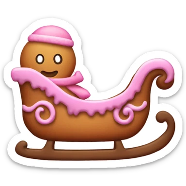 pink gingerbread in pink sleigh sticker