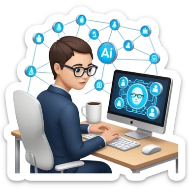 create an isometric analogous to showcase AI embedded experience in workflows, include the word AI sticker