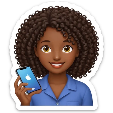 Uma menina de cabelo cacheados morena com os olhos meios puxados fazendo várias coisas sticker