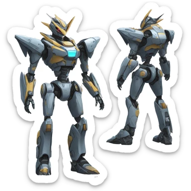 a futuristic mechanical spiky Medabot-raptor full body sticker