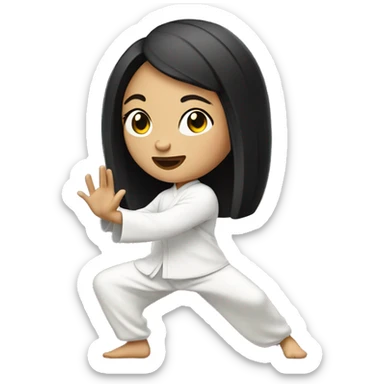 Tai chi girl with black hair and light skin doing a tai chi move sticker