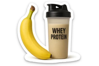 banana e shaker di whey protein
vista frontale, iperrealistico 4k sticker