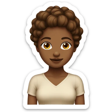 menina com cabelo no ombro e marrom olhos marrom pele bege claro sticker