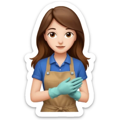 beautiful girl with long brown hair constructing new kitchen cabinets sticker